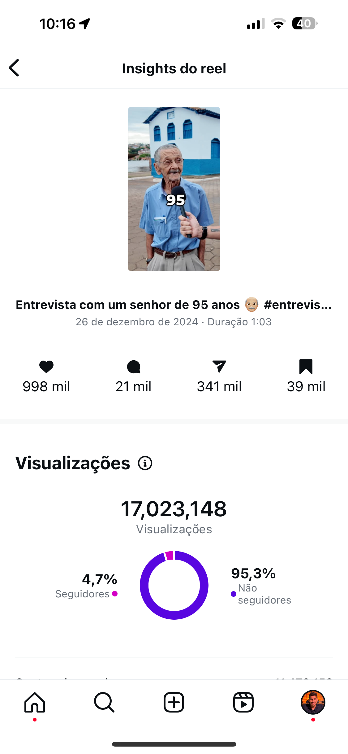 Insights do Reel