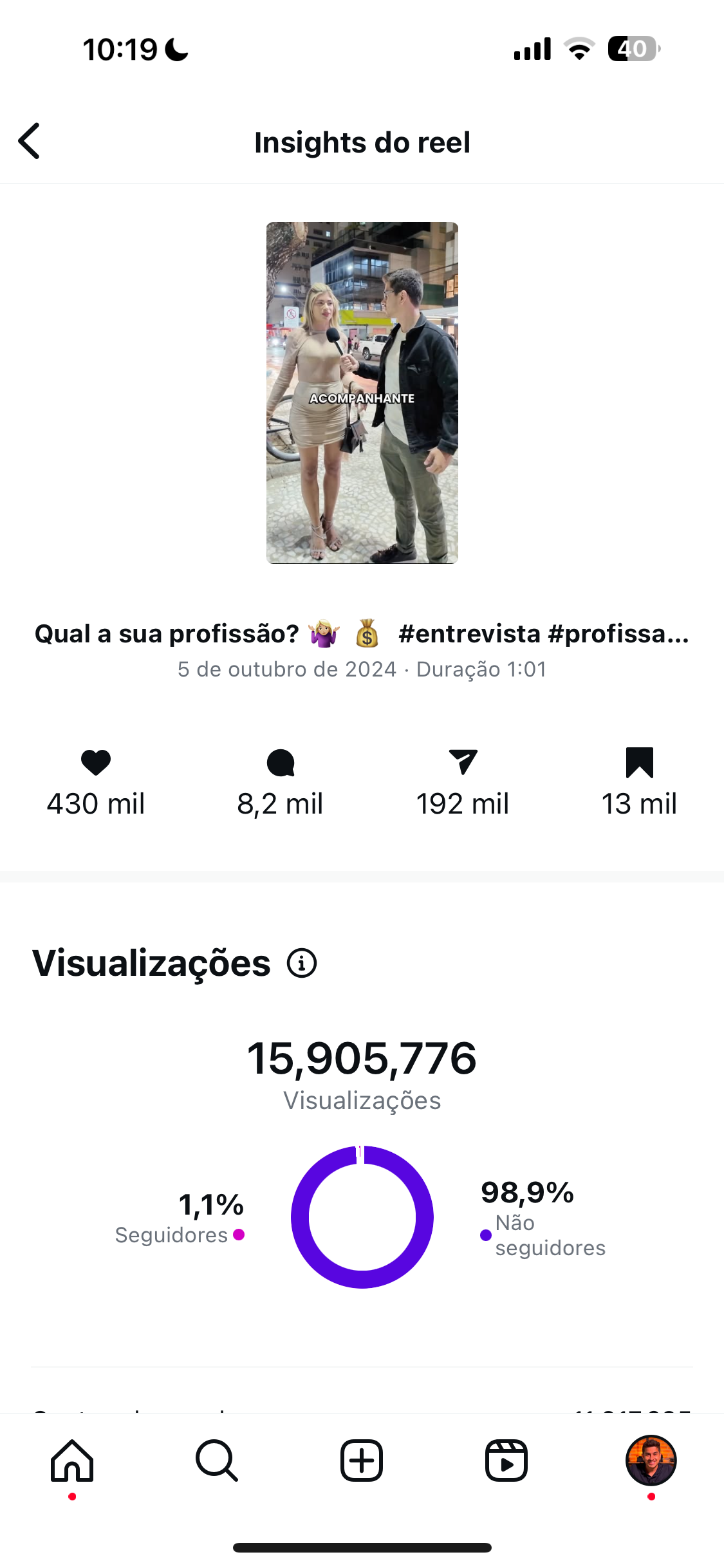 Insights do Reel
